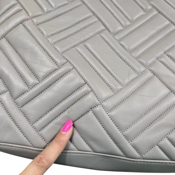 Michael Kors Quilted Leather Peyton Shoulder Bag Tote With Chain Strap Gray - Picture 12 of 14